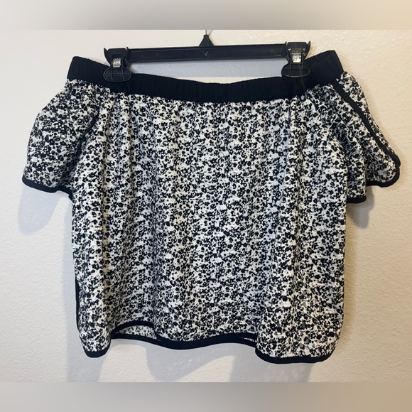 Rag & Bone Flavia Floral Print Off The Shoulder Eyelet Top Black White Size S - Picture 6 of 9